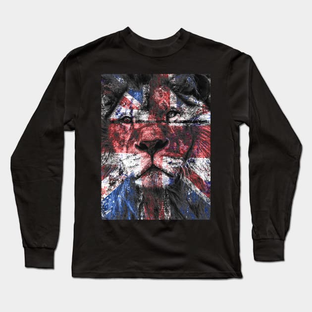 Union Jack Lion Long Sleeve T-Shirt by HelenDesigns